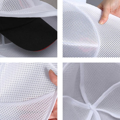 Washing Machine Hat Protector & Laundry Bag - Small Clothes Wash Bag, Anti-Deformation Mesh Organizer with Zipper
