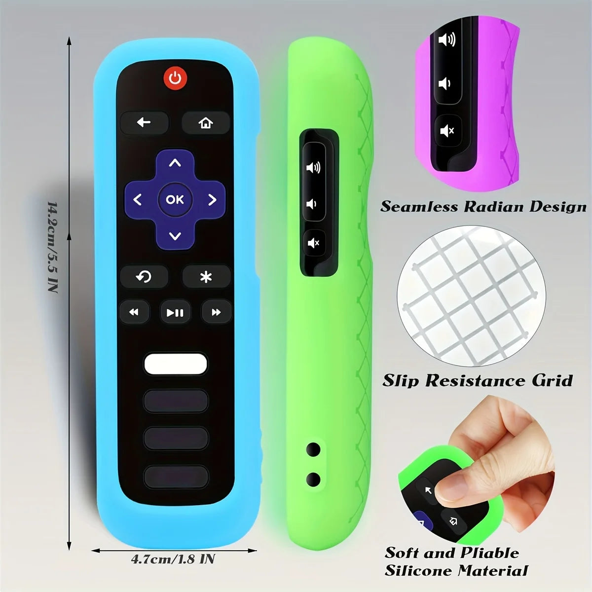 Luminous Silicone Remote Cover - Glow Protective Case with Rope for TCL Hisense Roku TV Remote Control