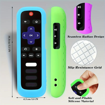 Luminous Silicone Remote Cover - Glow Protective Case with Rope for TCL Hisense Roku TV Remote Control