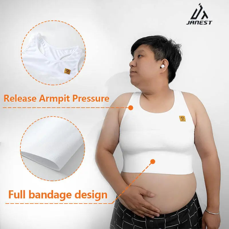 Quick-Dry Pullover Chest Binder – Sports Wear Short Vest Corset with Full Bandage Support, Plus Size