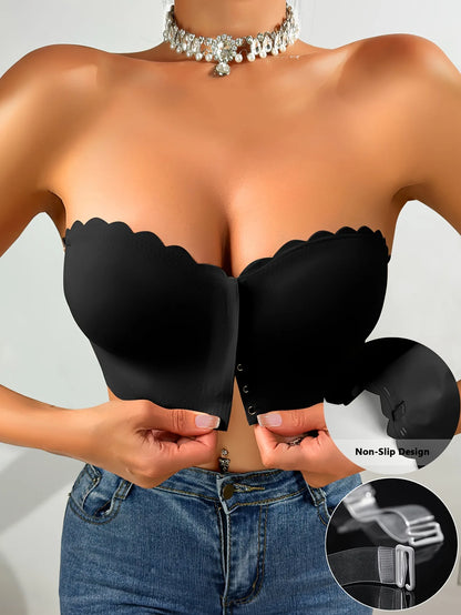 Front Button No-Wire Bra — Smooth, Breathable, Comfortable Underwear, Solid Color, Invisible & Seamless Design