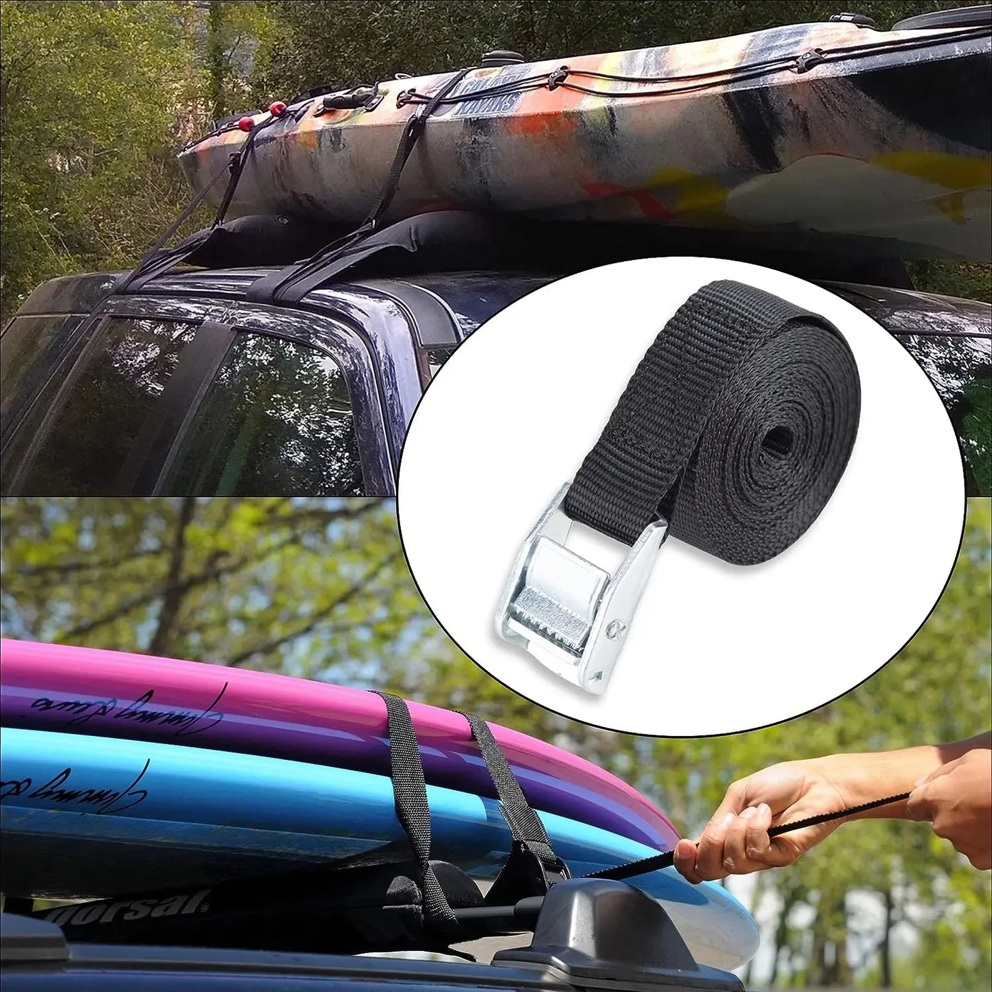 5M Pressure Buckle Straps - Heavy Luggage Fixing Adjustable Binding Belt Rope with Tensioner, Self Defense Lifesaving Safety Rope