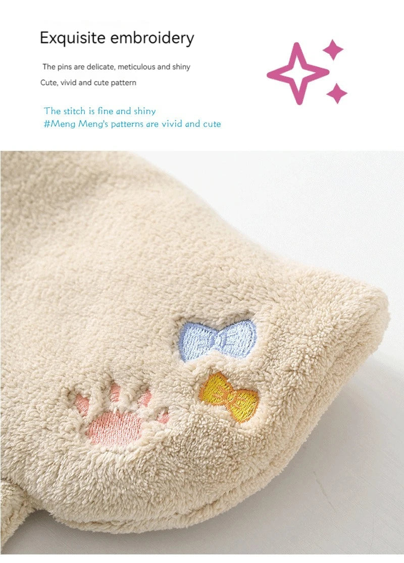 Cute Cartoon Tanuki Hanging Towel – Coral Velvet Absorbent Kitchen & Bathroom Towels, Thick Cloth