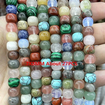 Natural Gemstone Beads - Agate Quartz Turquoise Faceted Rondelle Spacer Beads for DIY Jewelry Making & Bracelets