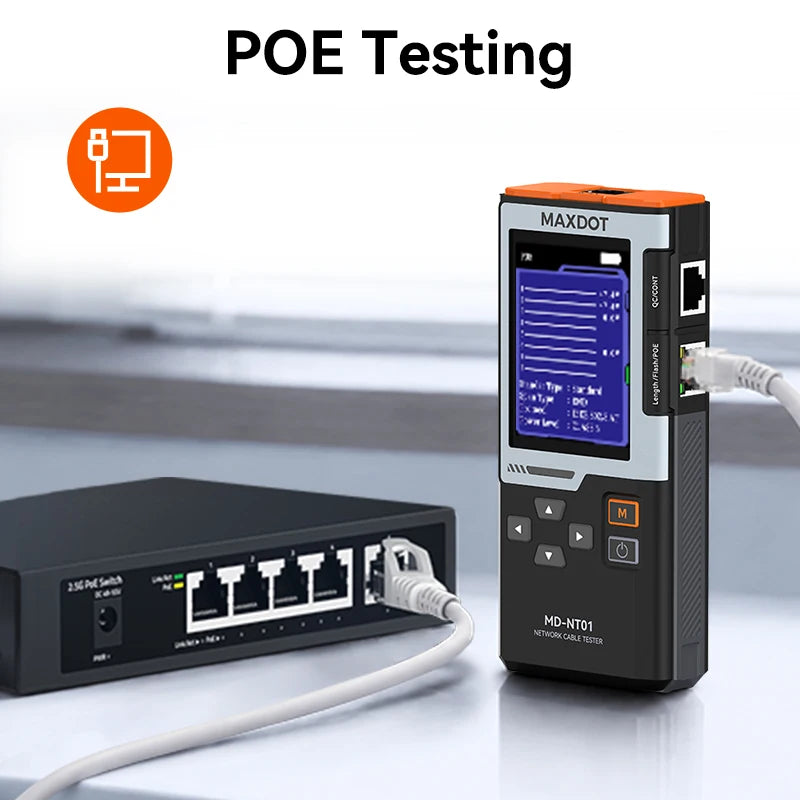 MAXDOT Network Cable Tester - RJ45/RJ11 Line Finder with PoE Detection & Network Repair Functions