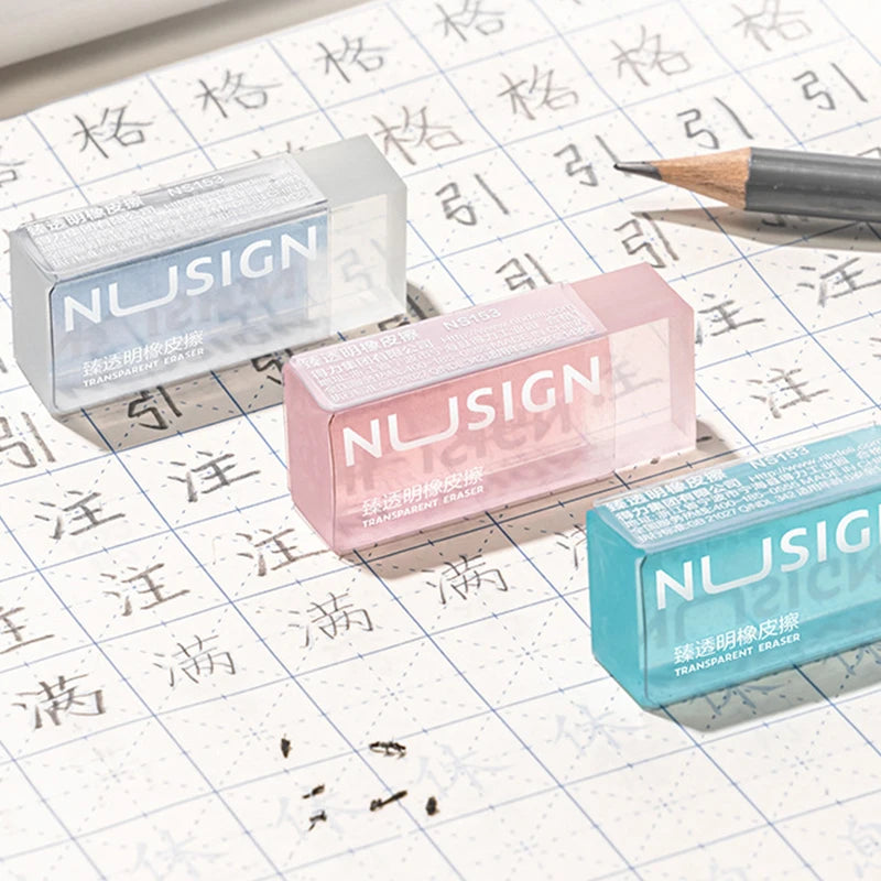 Cute Transparent Soft Eraser Set – Minimalist Solid Color School Erasers for Students & Stationery Supplies
