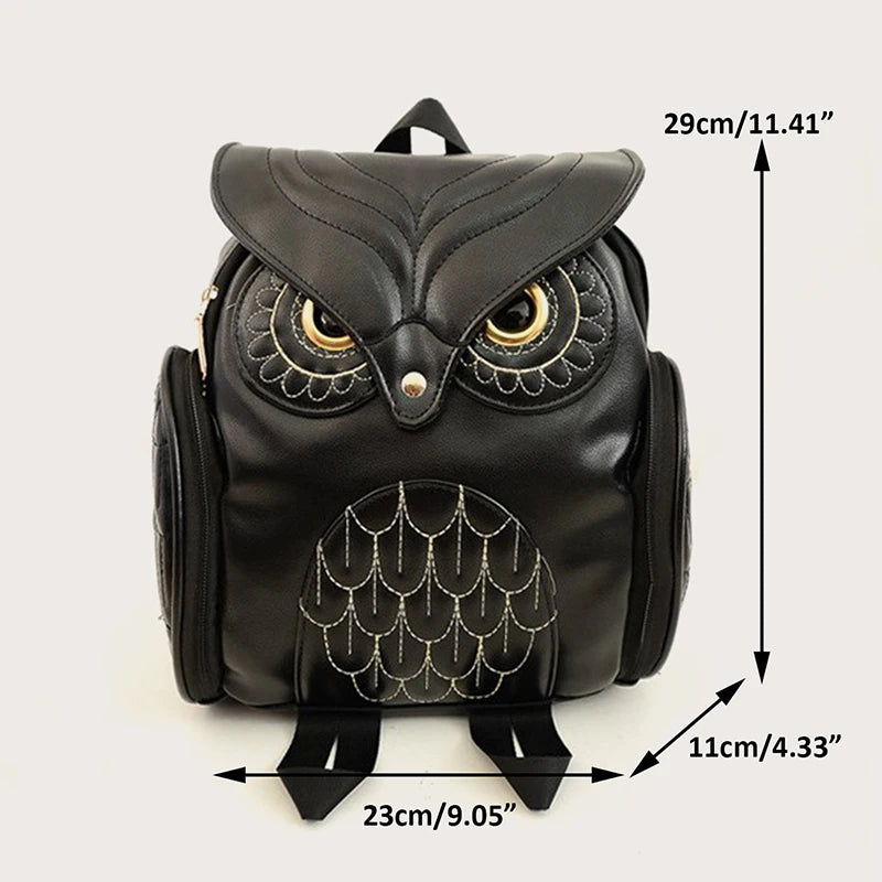 Embossed Owl Backpack: Cute Cartoon Animal PU Bag for Trendy Women - Fashionable Travel Companion