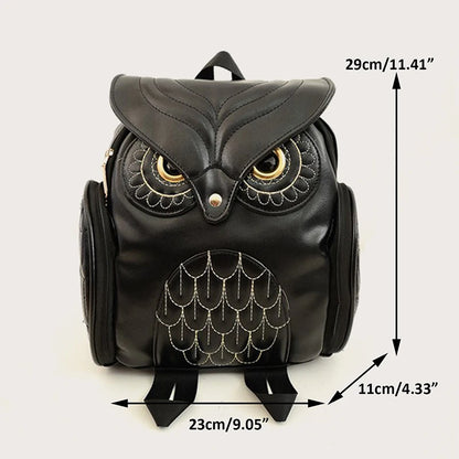 Embossed Owl Backpack: Cute Cartoon Animal PU Bag for Trendy Women - Fashionable Travel Companion