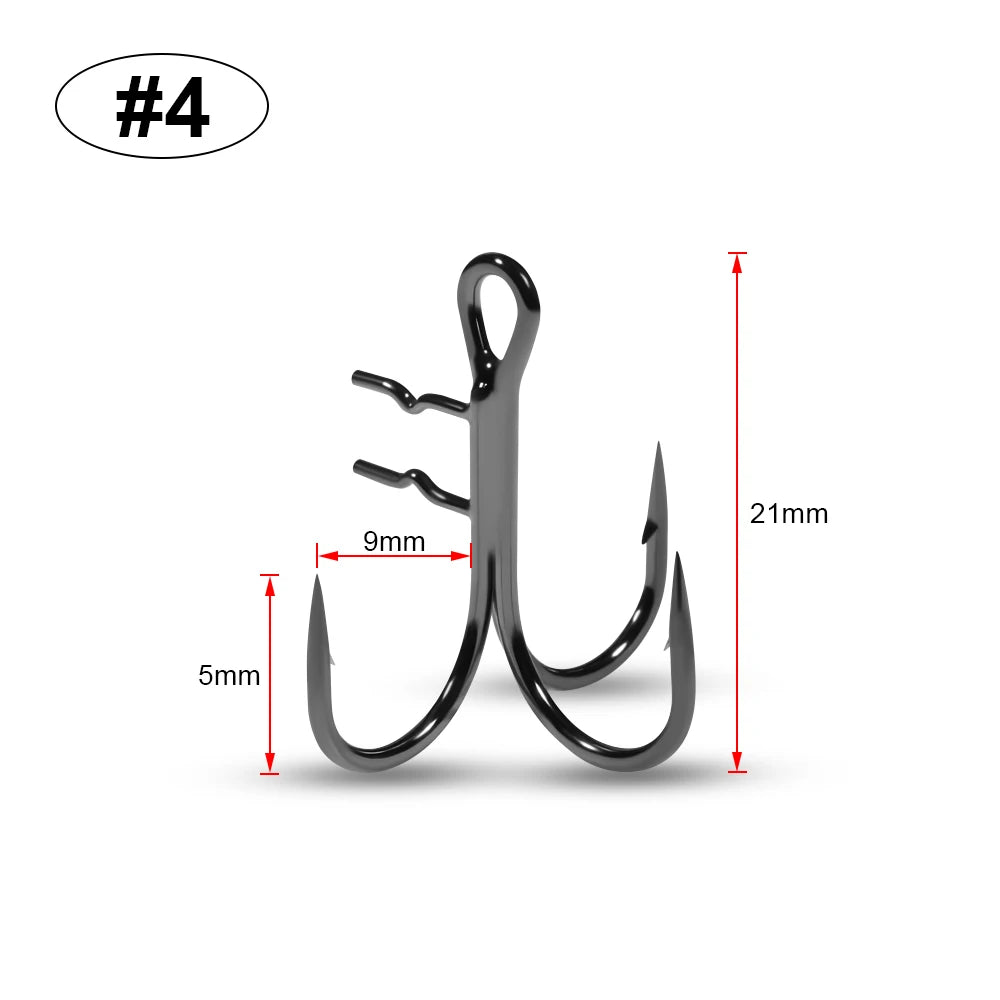 Rosewood Treble Fishing Hook with Holder - Extra Sharp Barbed Triple Hooks for Soft Swimbaits & Rubber Baits