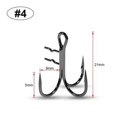 Rosewood Treble Fishing Hook with Holder - Extra Sharp Barbed Triple Hooks for Soft Swimbaits & Rubber Baits