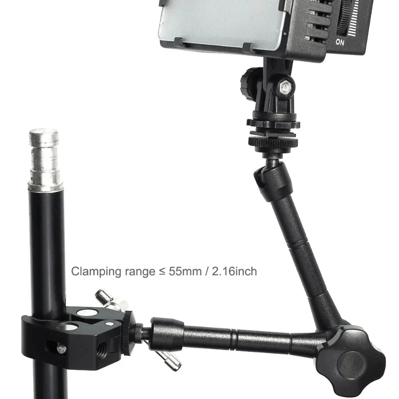 Super Clamp with 7"/11" Adjustable Magic Arm | Articulating Mount for Monitor, LED Light, DSLR Camera, Flash & LCD Video Gear