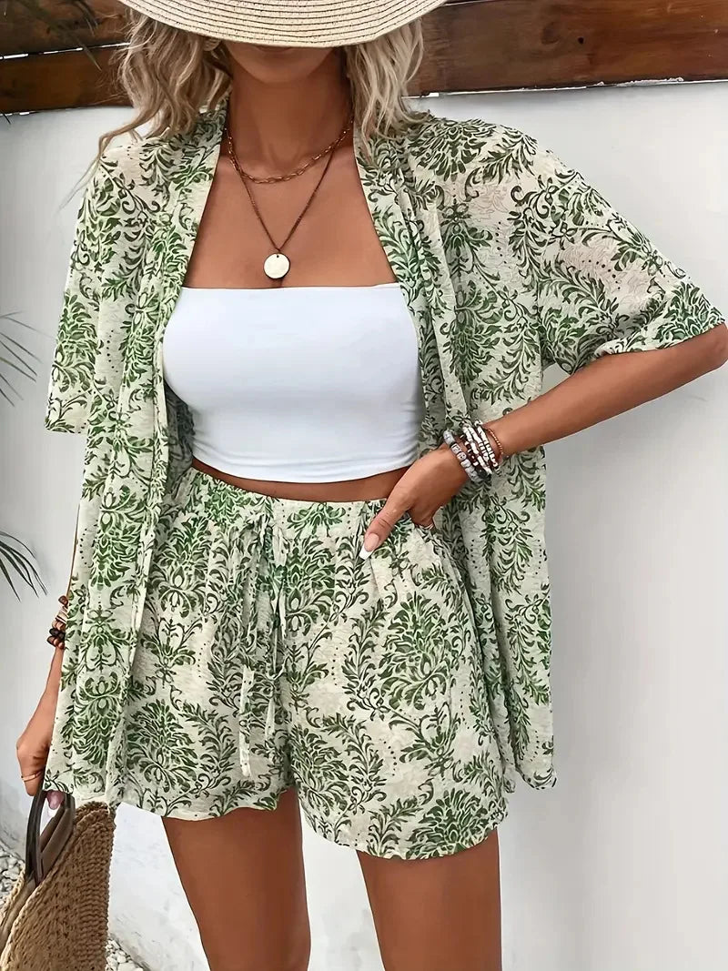 2025 Women’s Casual Printed Short Pants Set – Loose Summer Two-Piece Outfit for Women