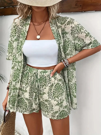 2025 Women’s Casual Printed Short Pants Set – Loose Summer Two-Piece Outfit for Women
