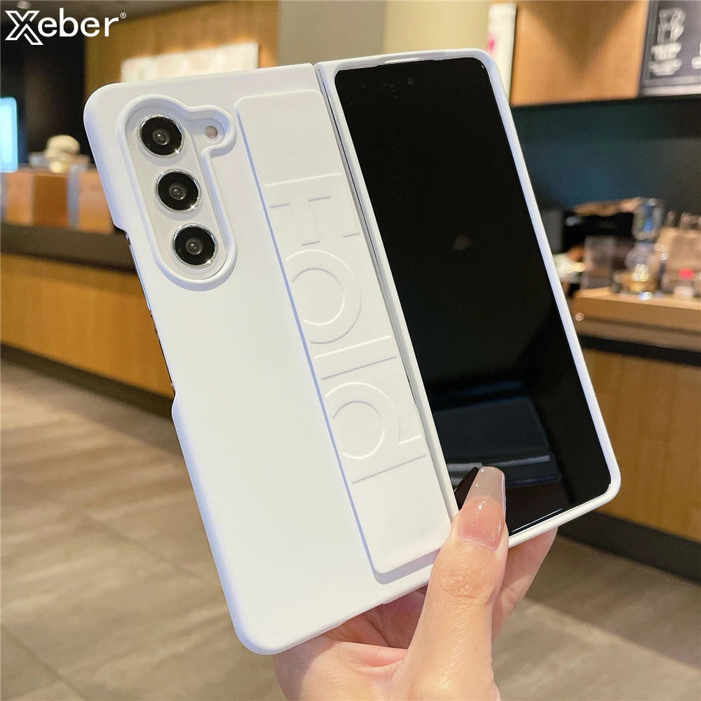 Samsung Galaxy Z Fold Series Phone Case - Ultra-Thin Matte Hard Cover with Soft Silicone Wrist Strap Bracket