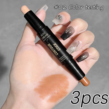 Double-Ended Highlight & Contour Stick – 3D Nose Shadow, Facial Shaping, Brightening & Trimming Makeup Tool