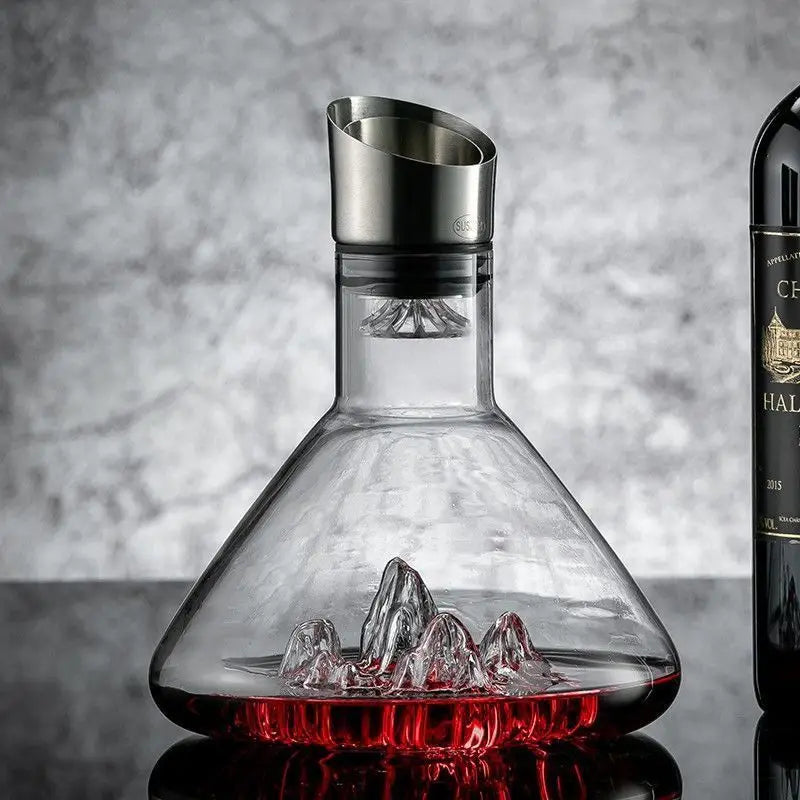 1500ML Iceberg Whisky & Wine Decanter – Handmade Lead-Free Crystal Carafe with Thickened Pourer, Bar Accessories