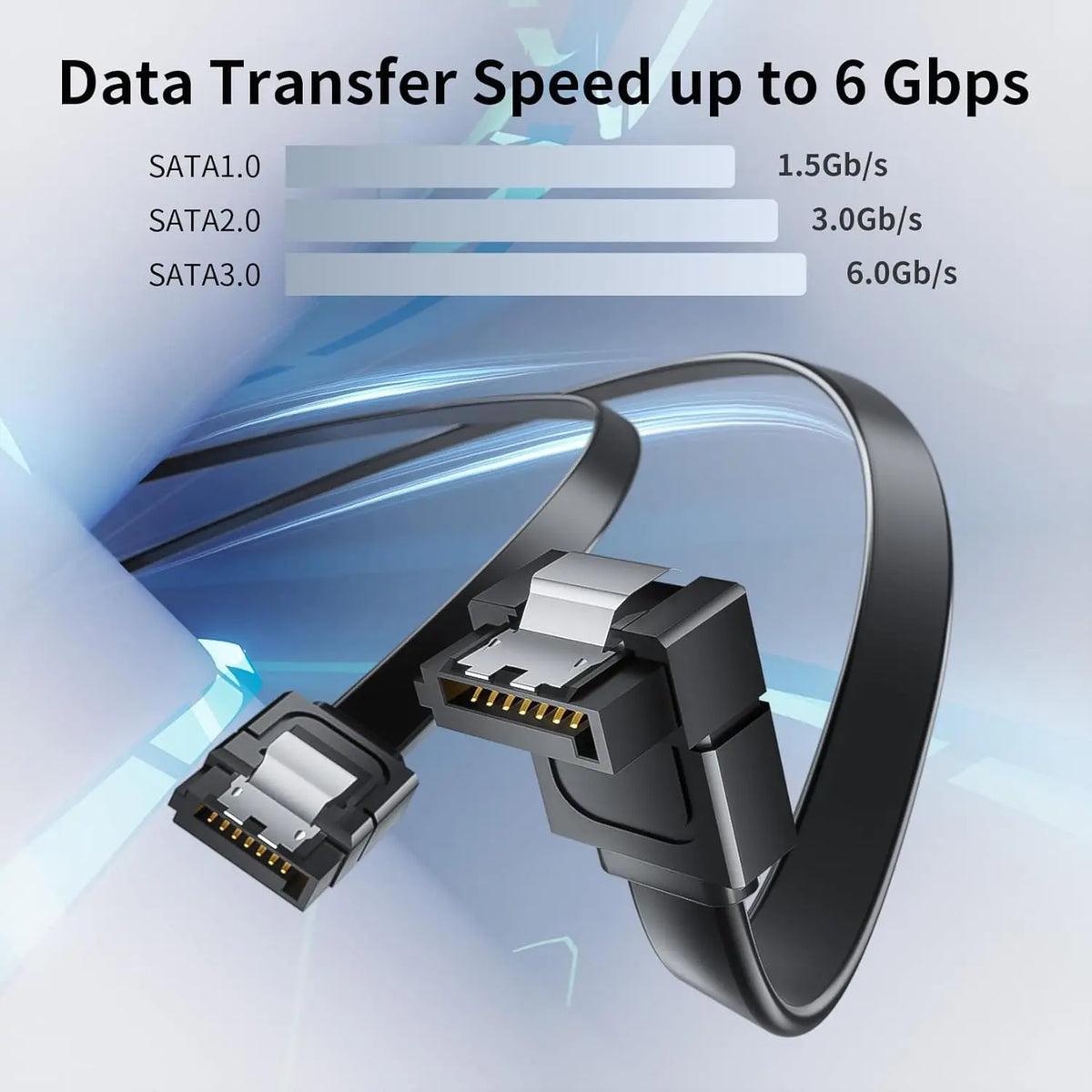 SATA 3.0 SSD Data Cable - 6Gbps High-Speed SATA III Cable for HDD, SSD, CD Drive and Desktop PC