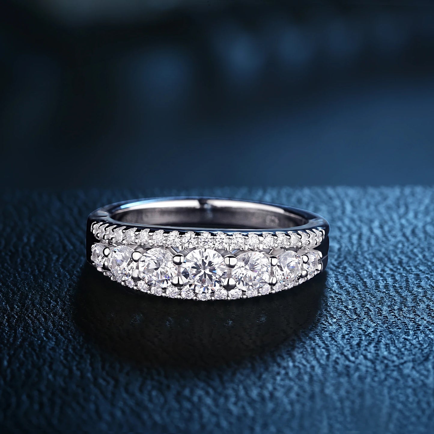 Newshe 925 Sterling Silver Eternity Ring — 1.1ct Round AAAAA CZ Wedding Band for Women, Sizes 4–13