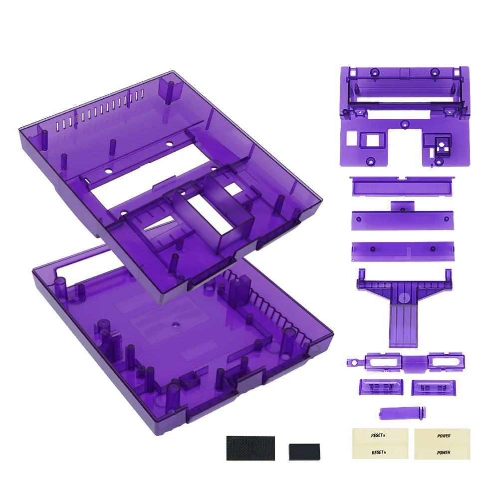 Bitfunx SNES Replacement Shell – Transparent Black Case for Nintendo SNES SFC US Version Retro Gaming Console