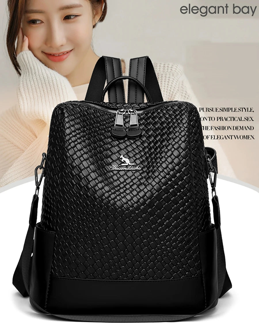 Luxury Women's Designer Backpack - High-Quality Leather, Large Capacity, Multifunctional Travel Mochila for Girls