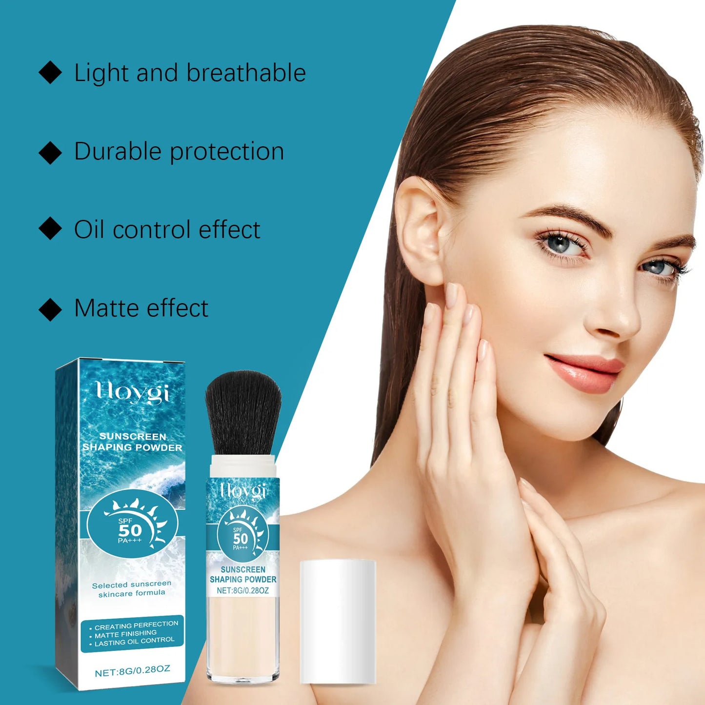 SPF50 Sunscreen Loose Powder – Full Coverage, Waterproof, Oil-Control Matte Setting Powder with Pore Blurring Sunblock