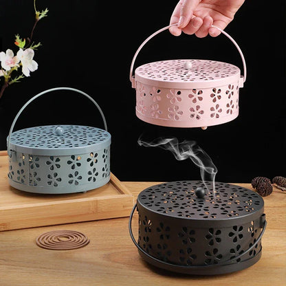 Portable Mosquito Coil Tray Holder – Sandalwood Incense Burner Box for Home Insect Repellent & Anti-Fire Safety
