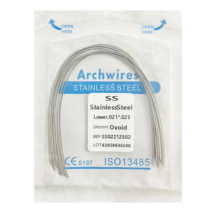 10PCS Dental Orthodontic Arch Wire Set - Stainless Steel Round & Rectangular Dentist Ovoid Form Material