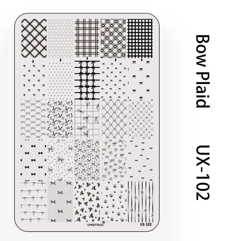 UX Serial 2 Stainless Steel Stamping Plate Template – Vintage Abstract Fabric Texture Pattern for Nail Art, Floral Lace, Xmas & Halloween Designs (UX52)
