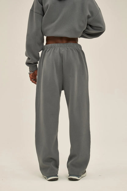 Straight-Lined Solid Color Cashmere Sweatpants – Soft Cozy Lounge Pants