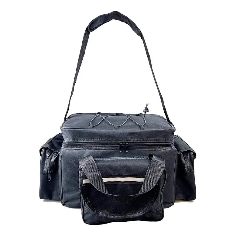 Large Waterproof Fishing Tackle Bag - Two-Layer Nylon Shoulder Bag for Outdoor Gear & Fishing Equipment