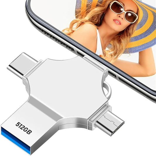 iPhone OTG USB 3.0 Flash Drive - 256GB 512GB External Storage Drive for iOS Android Samsung iPad Mac & Smartphones