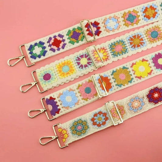 DIY Hand Embroidered Vintage Crossbody Strap – Adjustable Colorful Replacement Shoulder Strap for Handbags & Purses Accessories