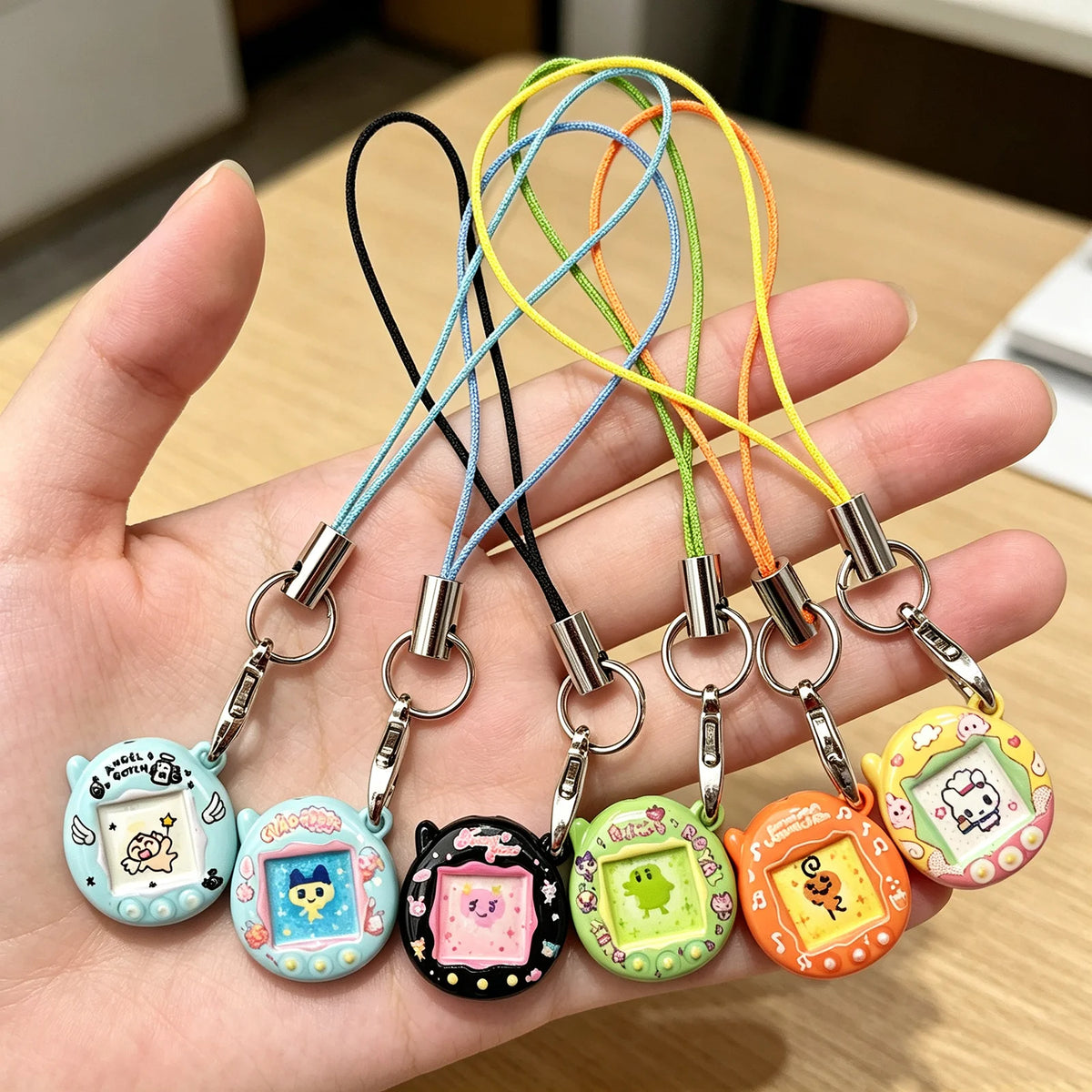 Tamagotchi Cartoon Metal Pendant Keychain - Cute Mini Anime Charm for Bags, Backpacks and DIY Jewelry Gifts