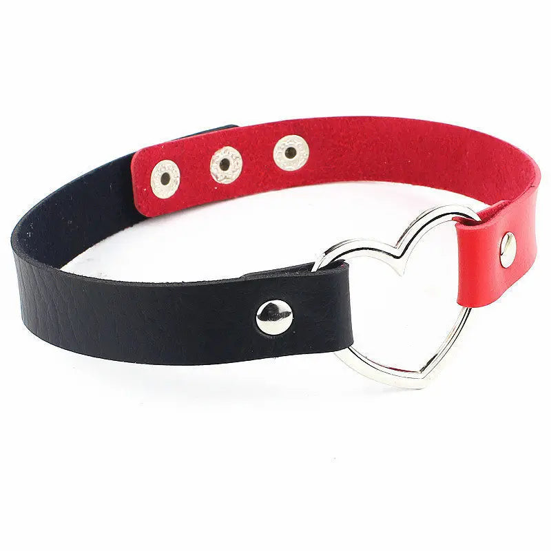 Harajuku Punk Rock Gothic Choker Necklace – PU Leather Heart Lock, Key, Spike Collar, Cosplay Accessories for Women
