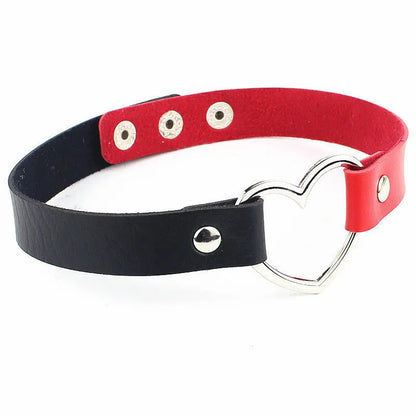 Harajuku Punk Rock Gothic Choker Necklace – PU Leather Heart Lock, Key, Spike Collar, Cosplay Accessories for Women