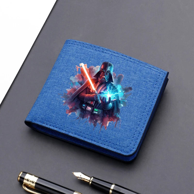 Star Wars Men's Canvas Wallet – Black/Blue/Gray Short Purse, Card Holder & Money Bag with Credit Card Case