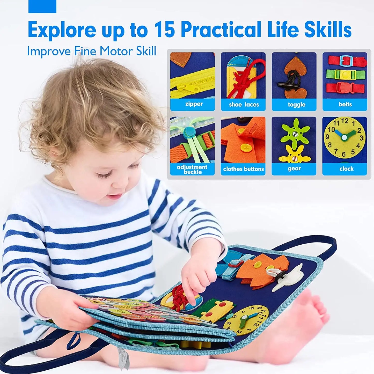 Montessori Busy Book – Portable Educational Toy for Toddlers, Travel Activity Board, Fine Motor Skills & Early Learning