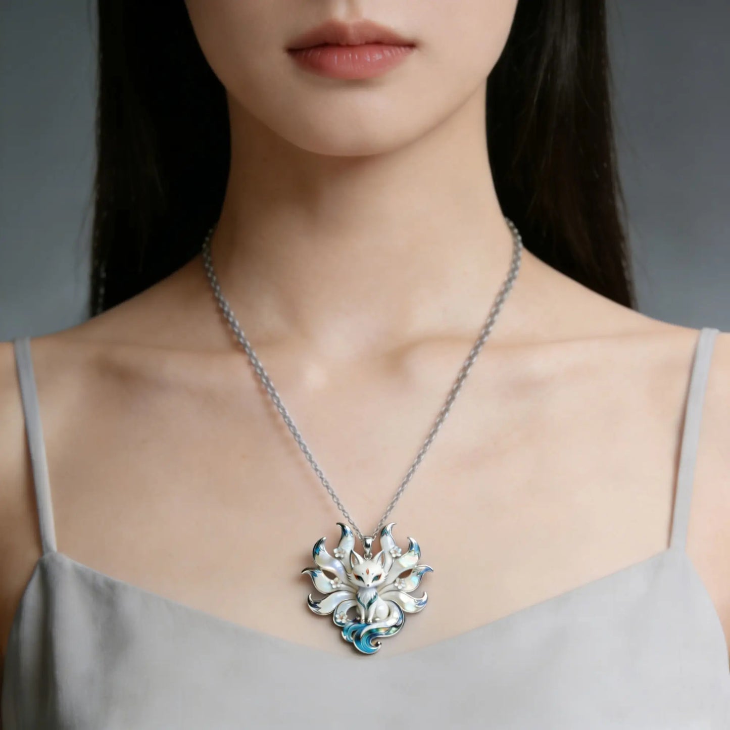 Nine-Tailed Fox Enamel Pendant - Cute Aesthetic Gift for Friends & Family