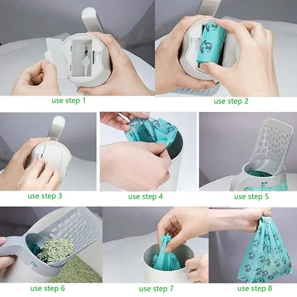 Cat Litter Shovel Scoop for Pet Filter Clean Toilet Garbage Picker | Self-Cleaning Cat Litter Box Accessory
