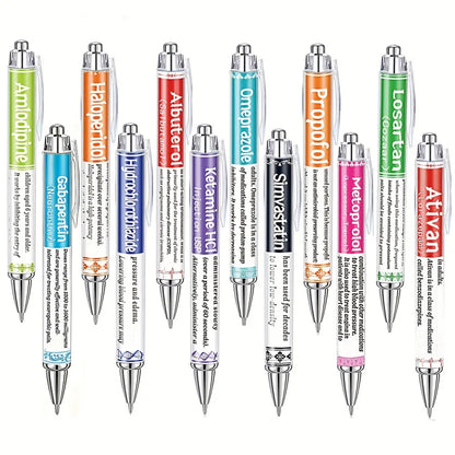 6/12pcs Pharmacy Retractable Pens - Funny Nurse Pharmacist Gift Ballpoint Pens for Medical Staff & Nurses Week
