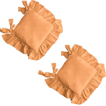 Ruffled Dining Chair Pads - Vintage Seat Cushion Covers with Ties Non-Slip Kitchen Farmhouse Decor