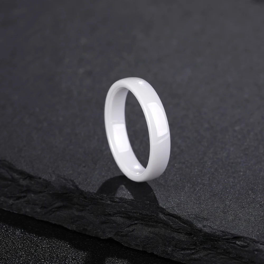 Kolmnsta White Ceramic Rings – 2mm, 4mm, 6mm Polished Anti-Allergy Wedding & Engagement Bands for Men & Women