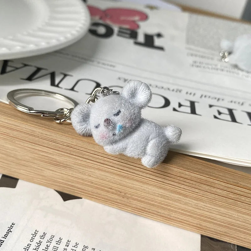 Cartoon Plush Koala Keychain – Cute Fluffy Doll Bag Pendant, DIY Keyring Charm Gift for Women