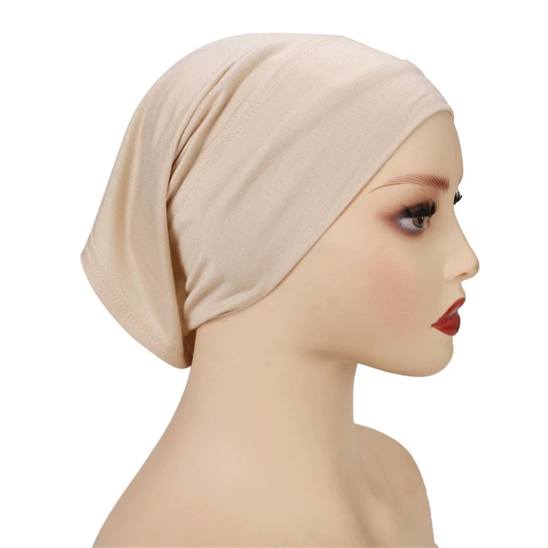 Cotton Modal Inner Hijab Undercap – Soft Stretch Muslim Turban, Islamic Underscarf Bonnet & Tube Cap for Women