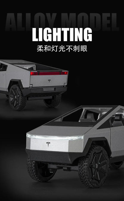 1:24 Alloy Diecast Mini Pickup Truck Model – Tesla Cybertruck Metal Toy for Boys, Kids’ Birthday & Collectible Gift