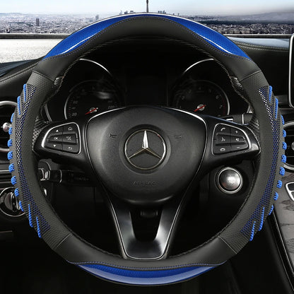 3D Honeycomb Leather Steering Wheel Cover – Durable Anti-Slip Universal Fit for 14.5-15 Inch Wheels
