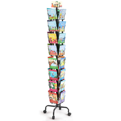 SucceBuy 32-Pocket Rotating Greeting Card & Brochure Display Rack – 360° Postcard Stand for Office, Shop & Exhibitions