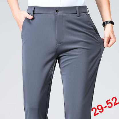 Plus Size Men's Business Suit Pants – Stretch Formal Dress Trousers | Classic Black for Big Men