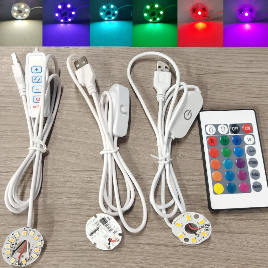 5V USB RGB LED Light Board - Dimmable Touch Control Gradient Light with Remote for DIY Model Displays