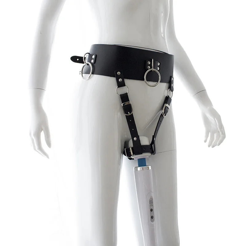 Leather BDSM Restraint Harness - Adjustable Massager Strap for Adult Intimate Accessories